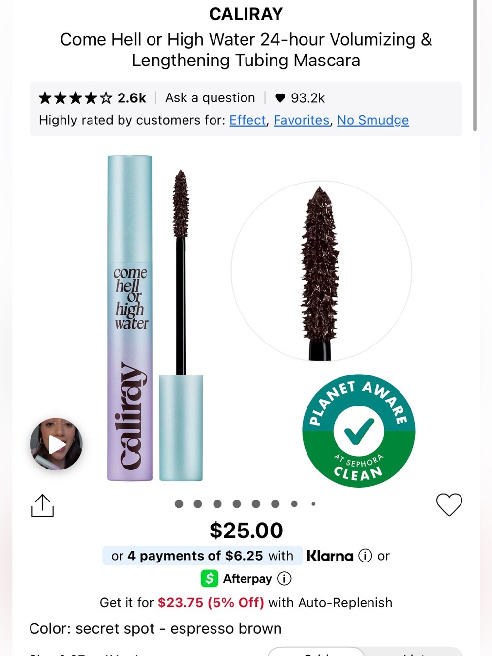 Caliray “come hell or high water” mascara